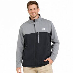 The North Face Mens Sz L Windfall Soft Shell Full Zip Jacket Gray Black
